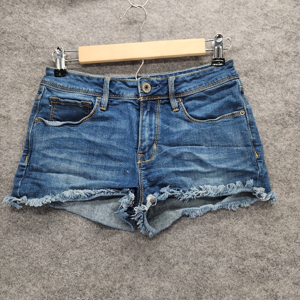 Bullhead Shorts Womens Juniors 5 Shorty Blue Denim Mid Rise 26" Waist